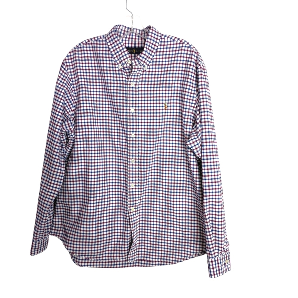 Ralph Lauren -Men's Button-Down Check Shirt - Red & Blue XL